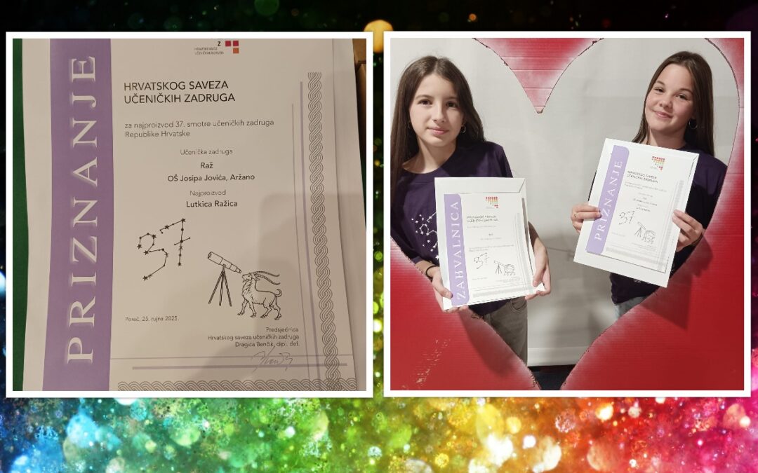 Uspjeh naših zadrugara na Državnoj smotri učeničkih zadruga